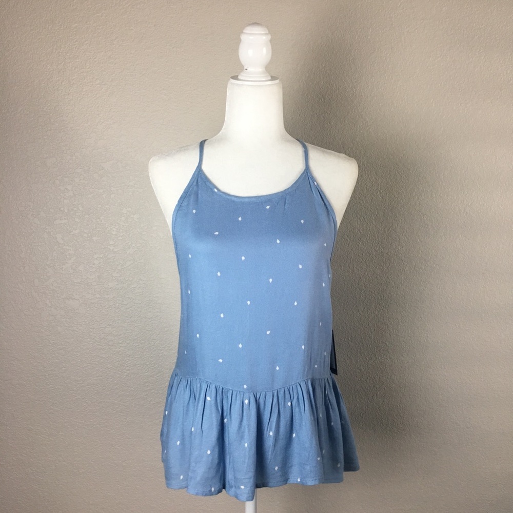 Volcom Sky Blue Peplum High Neck Tank Top
